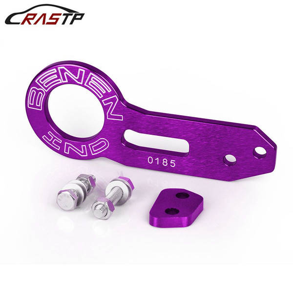 RASTP High Quality Car Styling Billet Aluminum Front+Rear Tow Hook Kit For Universal Car Purple RS-TH002