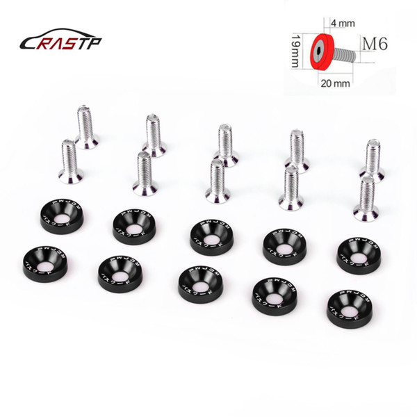 RASTP-10Pcs Aluminum M6 x 20 Car Styling Modification Fender Washer Bumper Washer License Plate Bolts RS-QRF002