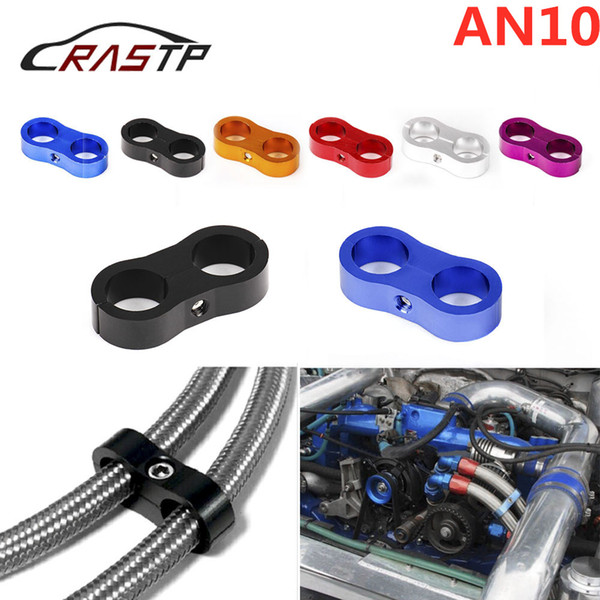 RASTP-1Pc Aluminum Stepped Billet Dual AN10 10AN 20mm Braided Hose Separator Clamp Cable Fastener 6 Colors RS-HR013-AN10