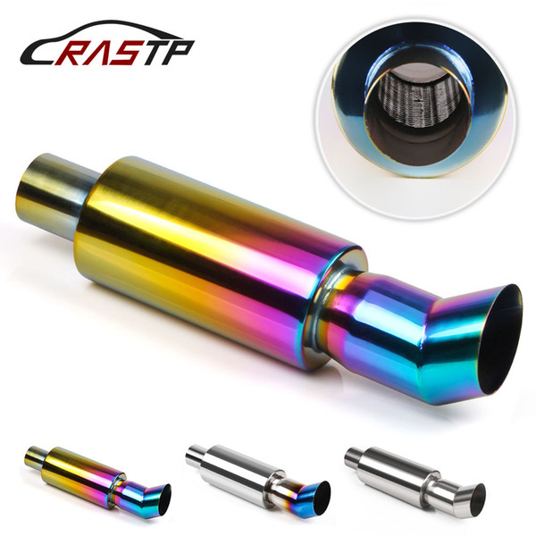 RASTP - Hi Power Universal 304 Stainless Steel Exhaust Pipe Racing Muffler Tip Car Exhaust Pipe Silver/Blue/Neo Chrome RS-CR1004