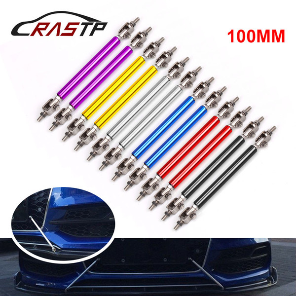 RASTP -2pcs Universal 100mm Front/Rear Protector Rod Support Adjustable Bumper Lip Wind Splitter Frame Car Decoration RS-BTD009