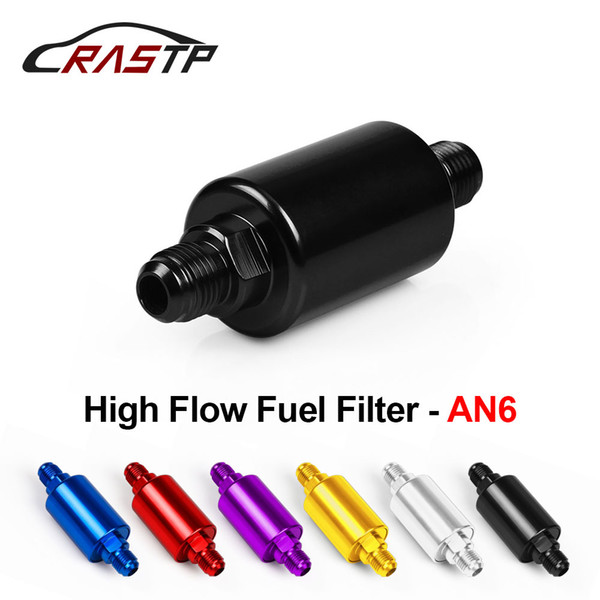 RASTP - High Quality AN6 Universal Auto Aluminum Fuel Filter With Copper Filter Fuel Filter Gold/Black/Blue/Red/Purple/Silver RS-OFI002