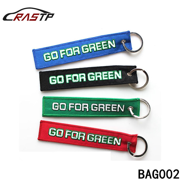 RASTP -Wholesale Customized Cloth Racing Souvenir Keychain Go for Green Creative Car Tuning Black Blue Green Red RS-BAG002