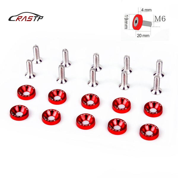 RASTP-Aluminum 10Pcs M6X20 Car Modified Hex Fasteners Fender Washer JDM Bumper Engine Concave Screws For Honda RS-QRF002