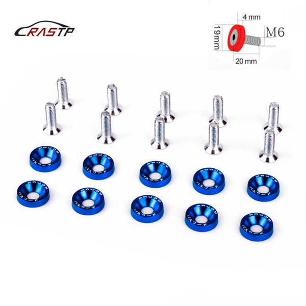 RASTP-10Pcs JDM Universal Car Styling Fender Bumper Washers Aluminum Car Screws 6mm For Honda Civic RS-QRF002