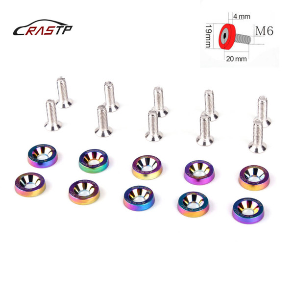 RASTP-10Pcs JDM Car Stylingn Aluminum M6*20 Fender Bumper Washers Kit and Bolt for Honda Civic RS-QRF002