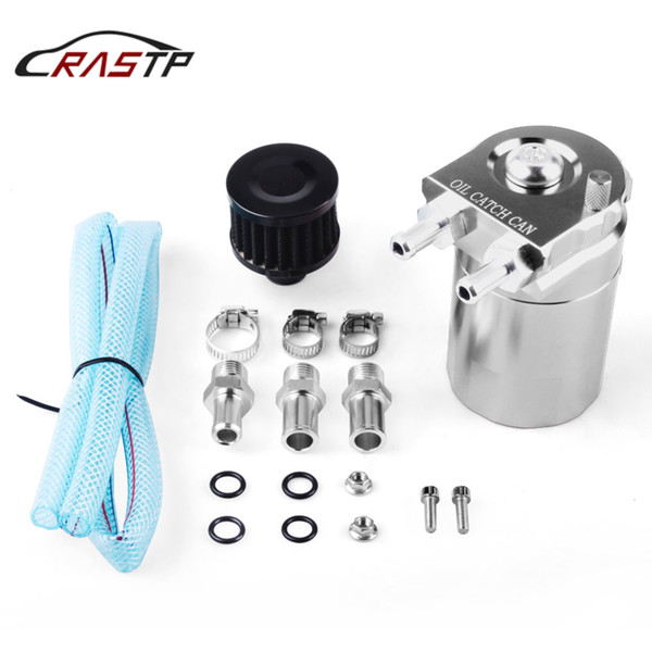 RASTP-Car Aluminum Reservoir Fuel Tank Oil Catch Can Reservoir Tank 300ml with Dual Chamber Filter RS-OCC009