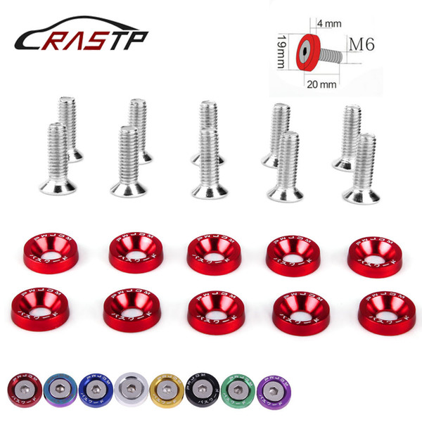 RASTP-10Pcs/Set JDM Style Car Fender Bumper Washer Lisence Plate Bolts Kits for Honda Civic RS-QRF002