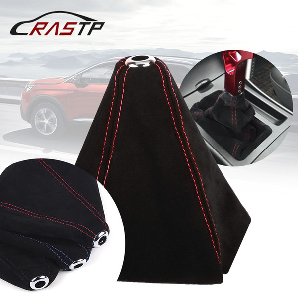 RASTP-Racing Car Universal Suede Leather Manual Gear Shift Knob Boot Gear Shift Knob Cover Collars RS-SFN002