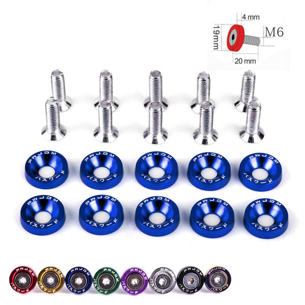 RASTP-10pcs Car Modified Hex Fasteners Bumper Engine Concave Screws Aluminum Fender Washers For Honda Civic RS-QRF002