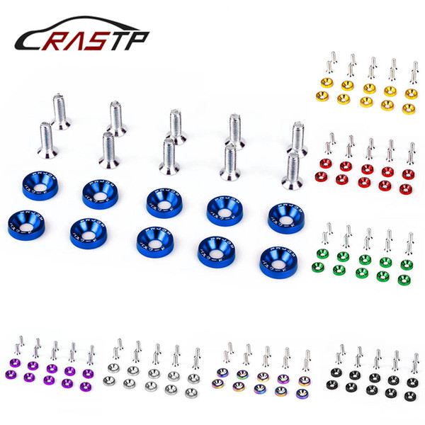 RASTP-Car Modified Aluminum 10Pcs Fender Washers Bumper Washer Lisence Plate Bolts For Honda Car Accessories RS-QRF002