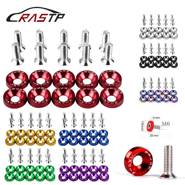 RASTP-10PCS M6 Car Styling Universal Modification JDM Bumper Fender Washer License Plate Bolts Auto Accessories RS-QRF002