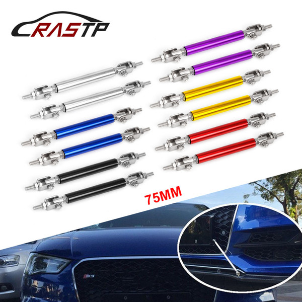 RASTP -2pcs Universal 75mm Front/Rear Protector Rod Support Adjustable Bumper Lip Wind Splitter Frame Car Refit RS-BTD009