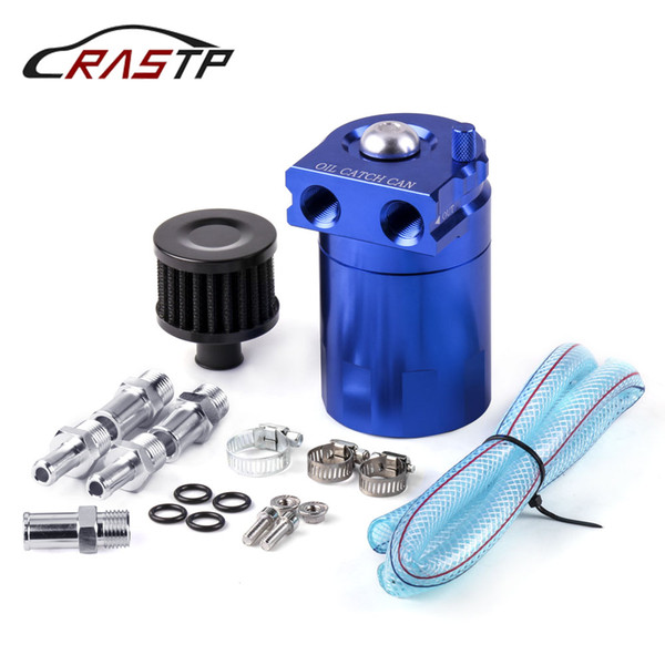 RASTP-Universal Oil Catch Can Aluminum Reservoir Oil Catch Tank Fuel Tank With Black Air Filter RS-OCC009