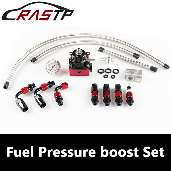 RASTP- Universal Adjustable Racing Car FPR AN6 Fittings Fuel Pressure Regulator For 7MGTE MKIII With Hose Line.Fittings.Gauge RS-FRG008