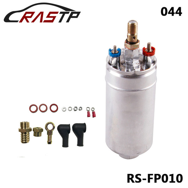 RASTP-External Fuel Pump 0580 254 044 FUEL PUMP With Bamjo Fitting Kit Hose Adaptor Union 8MM OutLet Tail LS-FP010