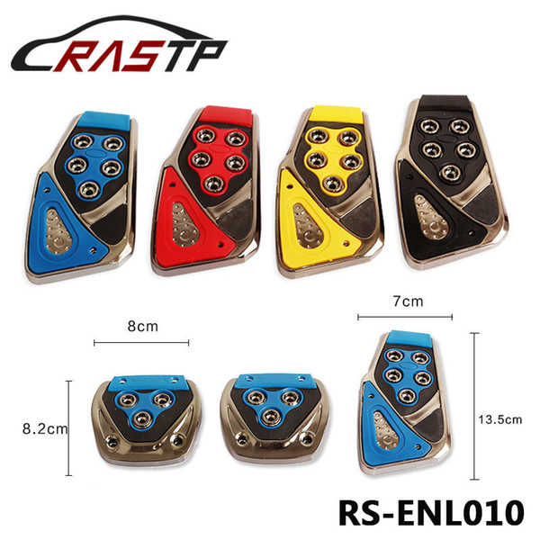 RASTP-Universal Car Non-Slip Manual Brake Clutch Accelerator Foot Treadle Auto Aluminium Pedal Pad Board Set RS-ENL010