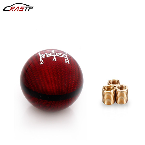 RASTP-Universal Car 5 Speed M8X1.25/M10X1.5/M10X1.25 Mugen Red Carbon Fiber Gear Shift Knob For Honda Civic Acura RS-SFN051