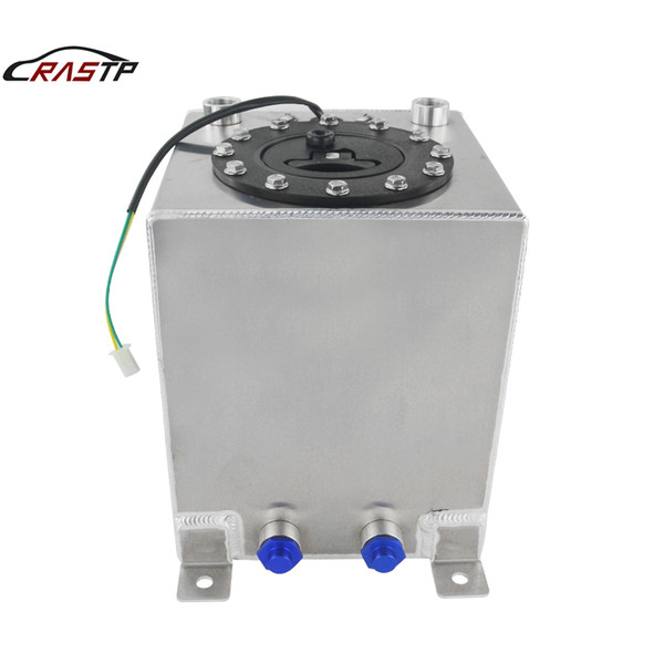 RASTP-High Quality New Universal 10L Aluminum Fuel Surge Tank Mirror Polish Fuel Cell Without Sensor Silver RS-OCC021