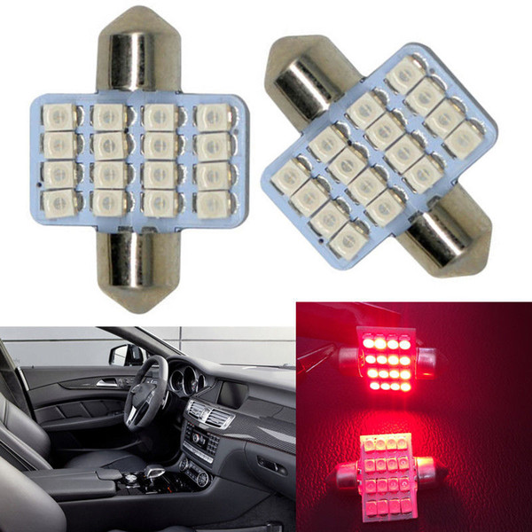 100pcs Red 31mm 16 SMD 1210 DE3175 LED Lighting bulbs for Car Interior Dome Map Lamps