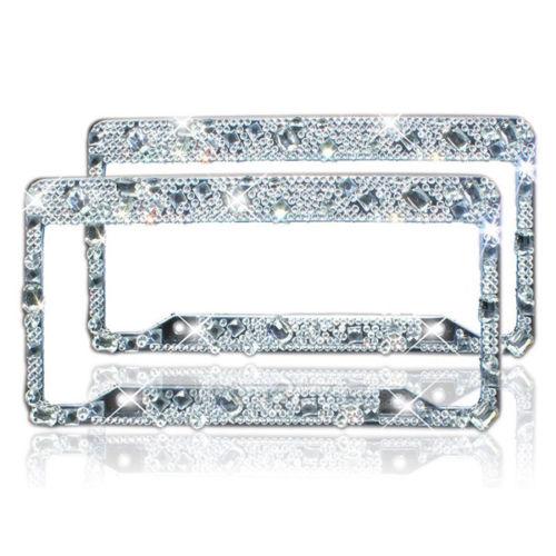 2PC Bling Bling License Plate Frame For Women 2 Pack Bouns Matching Screws HOT