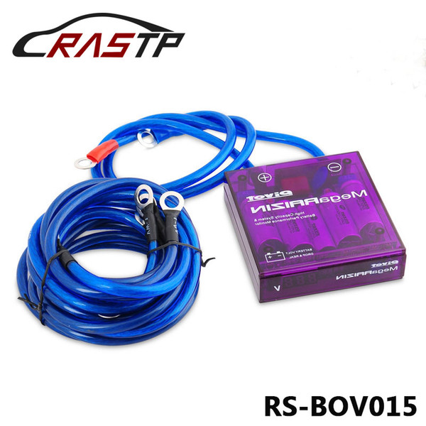 RASTP-Universal For Racing Car Mega RAIZIN Volt Stabilizer/With 5 Ground Wires And LED Display Fitting For All 12v Vehicles LS-BOV015