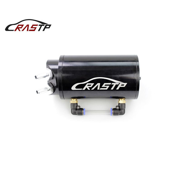 RASTP Aluminum Oil Reservoir Catch Can Tank Kit Breather Filter Baffled Oil Catch Can Black RS-OCC001