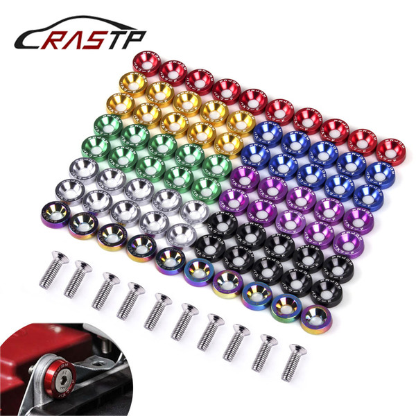 RASTP-10Pcs M6 x 20 Car Styling Universal Modification JDM Password Fender Washer License Plate Bolts RS-QRF002