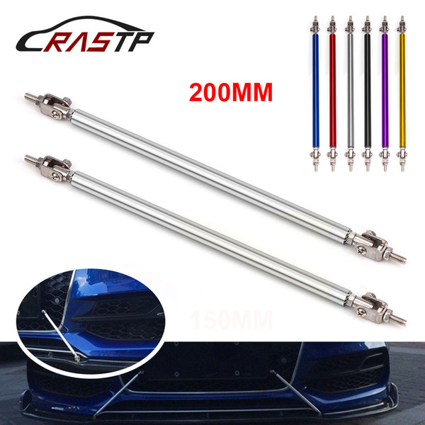 RASTP -2pcs Universal 200mm Front/Rear Protector Rod Support Adjustable Bumper Lip Wind Splitter Frame Car Refit RS-BTD009