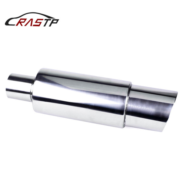 RASTP - Burned Blue Hi Power Universal 304 Stainless Steel Car Exhaust Racing Muffler Tip Silver LS-CR1002B