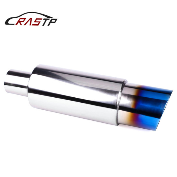 RASTP - Burned Blue Hi Power Universal 304 Stainless Steel Car Exhaust Racing Muffler Tip Blue Burned LS-CR1002B