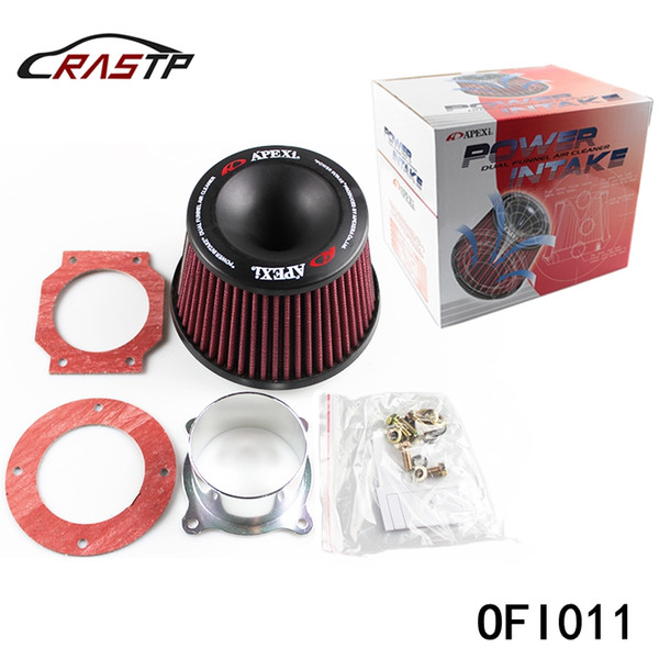 RASTP - Free Shipping Apexi Universal Car Vehicle Intake Air Filter 75mm Dual Funnel Adapter Air Cleaner Protect Your Piston RS-OFI011