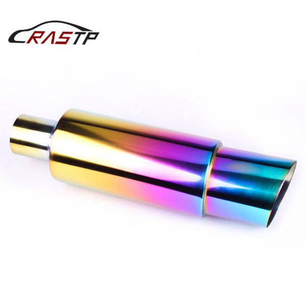 RASTP - Burned Blue Hi Power Universal 304 Stainless Steel Car Exhaust Racing Muffler Tip Neo Chrome LS-CR1002B