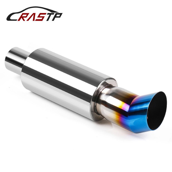 RASTP-Car Muffler Exhaust System Polished Stainless Steel Exhaust Tip Silencer Inlet 5.7cm Exhaust Pipe RS-CR1004