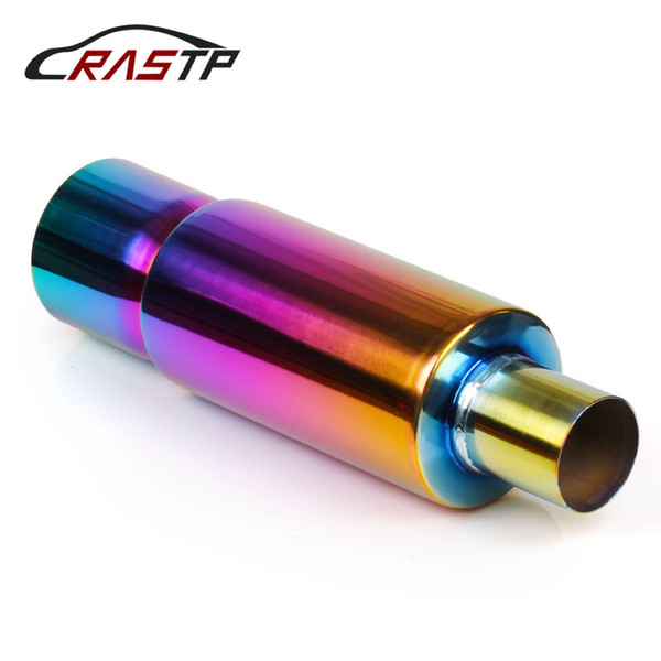 RASTP - Hi Power Universal 304 Stainless Steel Exhaust Pipe Racing Muffler Exhaust Turbo Car Exhaust Pipe Neo Chrome RS-CR1008