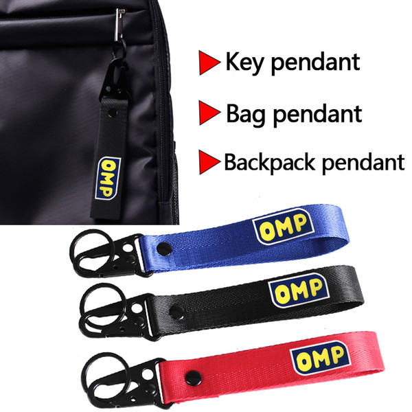 RASTP- Racing Souvenir Key Chian OMP JDM Tow Strap Style With Smooth Nylon Car Auto Motorcycle Key Ring RS-BAG026