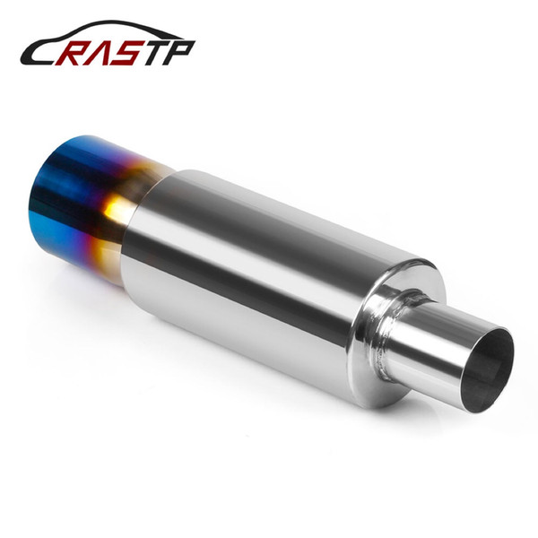 RASTP - Universal Auto Car Muffler Stainless Steel Silencer Exhaust Muffler End Tip Pipe 360mm Exhaust Tip Muffler Blue RS-CR1008