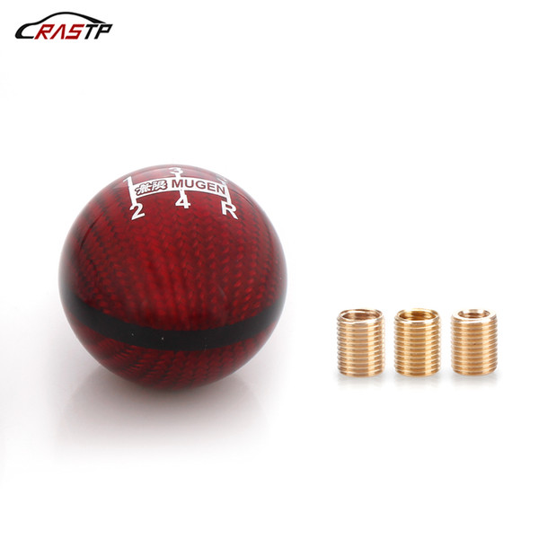 RASTP-Universal Car Carbon Fiber Manual Gear Shift Stick Shifter Lever Knob Adapter M8*1.25 M10*1.25 M10*1.5 RS-SFN051