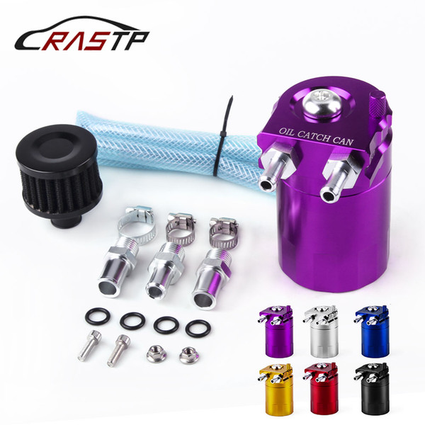 RASTP-Car 2 Port Purple Oil Catch Tank Reservoir Tank with Breather Mini Filter Auto Accessories RS-OCC009