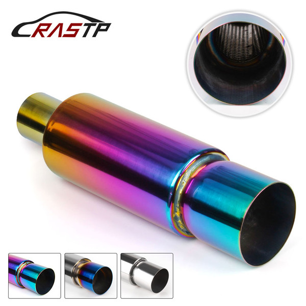 RASTP - Universal Auto Car Muffler Stainless Steel Silencer Exhaust Muffler End Tip Pipe 360mm Red Exhaust Tip Muffler RS-CR1008