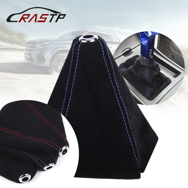 RASTP-Car Manual Gear Shift Collar Suede Leather Handbrake Gaiter Boot Cover Gear Shift Boot Dust Proof RS-SFN002