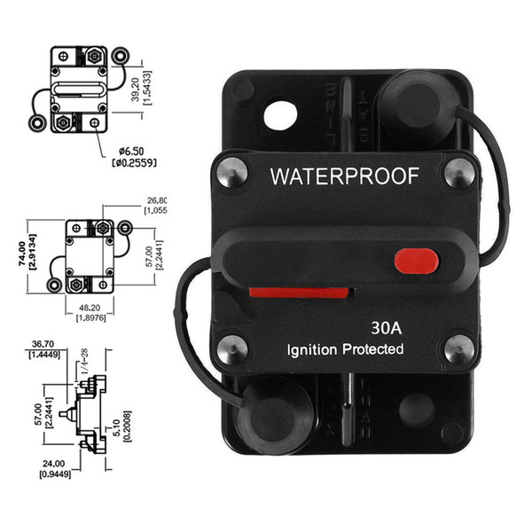 30-200 AMP Circuit Breaker Surge Protector Waterproof Flush-Mount Switchable With Manual Reset for Car Truck Boat DHL UPS Free Shipping