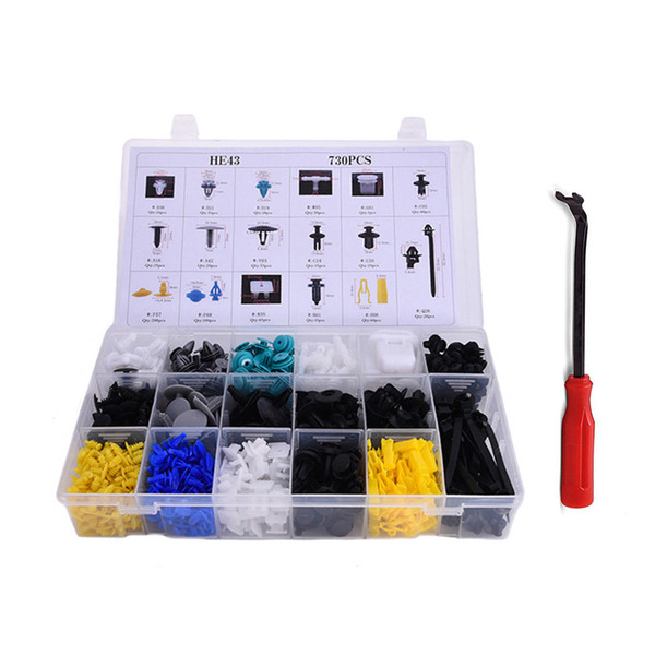 USA Shipping 730PCS Car Body Fasteners Retainers Clips 17 Kinds Push Pin Rivet Trim Panel Fastener Clip Moulding Assortments Kit