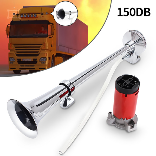 Universal Single Trumpet Air Horn 150dB 12V Chrome Super Loud For Truck Lorry Boat Train AUP_50F