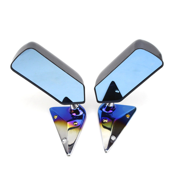 New F1 racing car drift carbon fiber Looks ABS side rearview mirror with Blue Mirror Surface