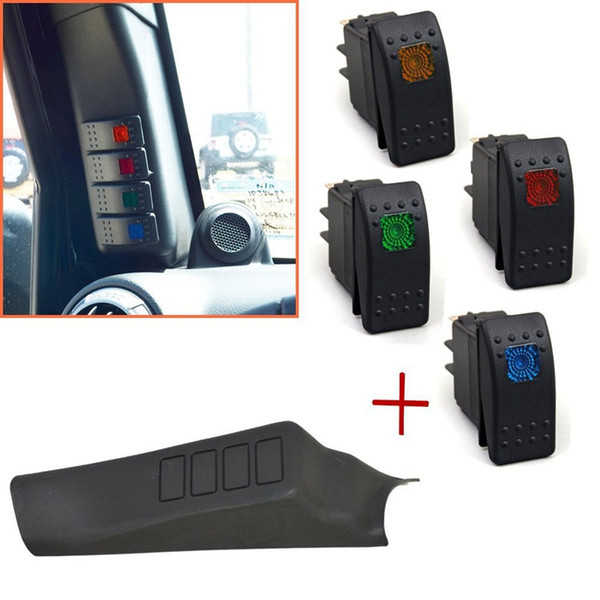 Black Left Side A-Pillar 4-Switch housing Pod for Jeep Wrangler JK 07-15