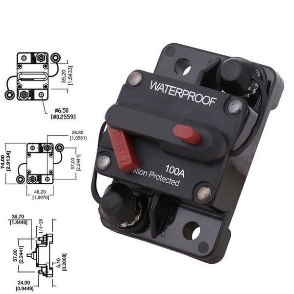 100A AMP Circuit Breaker Dual Battery Manual Reset IP67 W/proof 12V 24 Volt Fuse Free Shipping with Tracking Numble