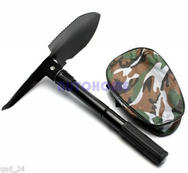 1 X Outdoor Folding Shovel Spade Pick Emergency Tool w Compass Army Pouch Foldable order<$18no track