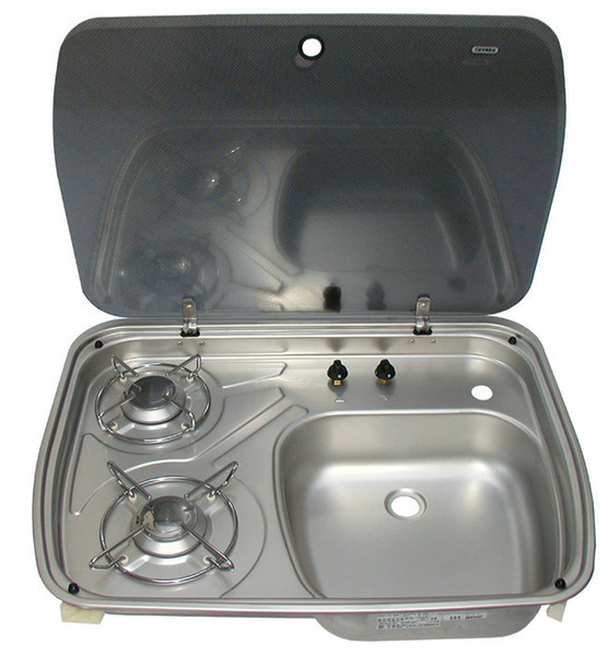 Boat Caravan Camper 2 Burner Gas Stove Hob and Sink Combo With Glass Lid GR-588