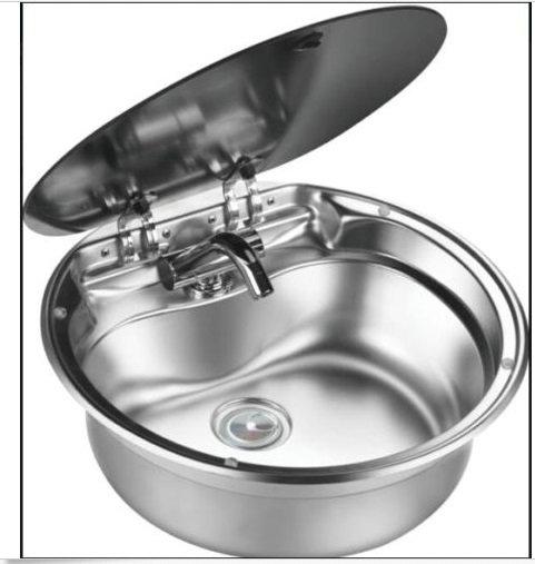 RV Caravan Camper Stainless Steel Hand Wash Basin Kitchen Sink with Lid GR-570